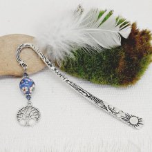 personalized bookmark tree of life silver and purple blue handmade pearl