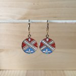 Gold/red/blue/green dangling earrings