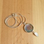 Collier pendentif enluminure fleur de vie argent