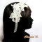 headband hair lace Calais ivory wedding accessory headband silk flower rhinestones