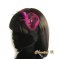 Black lace headband with organza flower and fuchsia feathers handmade wedding headband