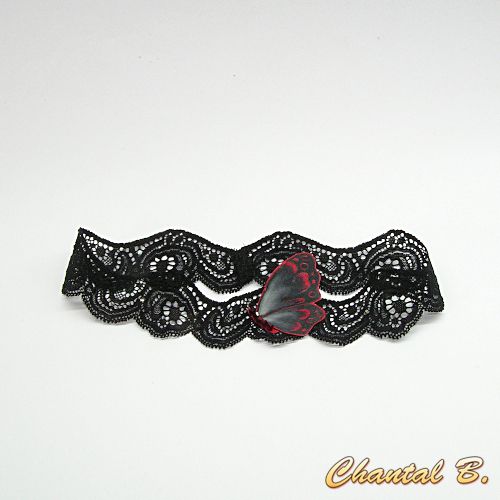 Black and red silk butterfly hairband alix hand painted