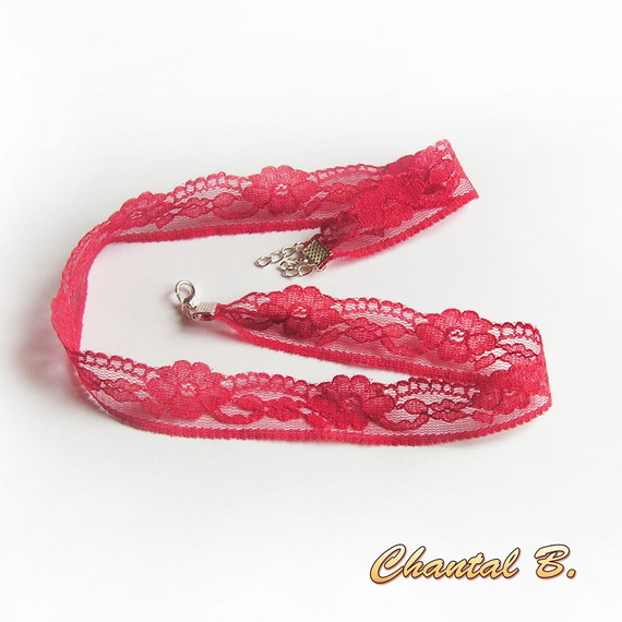 fine lace red hairband FRAMBOISE headband