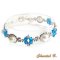 bracelet blue swarovski crystal pearl and silver woven beads