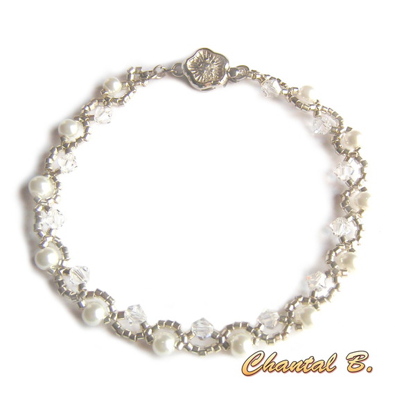 swarovski bracelet swarovski crystal pearl beads and silver romantic wedding