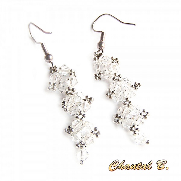 swarovski bracelet pink fuchsia romantic woven beads swarovski pink crystal and silver