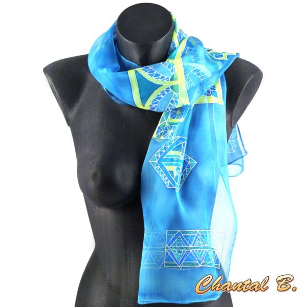 scarf chiffon orange hand painted accessory evening