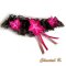 wedding garter lace chocolate silk flowers fuschia