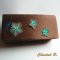 evening bag or wedding bag satin chocolate silk flowers turquoise rhinestones gold