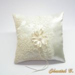 wedding ring cushion rachel lace on ivory satin