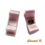 wedding shoes clips pink satin bow and white lace