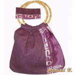 Bag shoulder bag and clutch purple bamboo silk and cotton