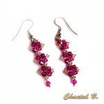 earrings swarovski crystal pink fuchsia and silver evening wedding
