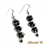 black and silver swarovski crystal earrings evening wedding