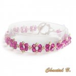 swarovski bracelet pink fuchsia romantic woven beads swarovski pink crystal and silver