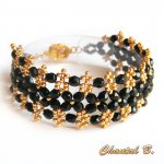 bracelet cuff woven beads bohemian black and gold wedding evening