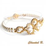 wedding bracelet woven pearl beads white and gold wedding evening