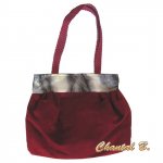 handbag bag red and gray silk braided handle