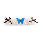 white lace and turquoise silk butterfly wedding garter