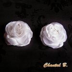 clips wedding shoes white satin flower and white pistils wedding accessory ceremony evening