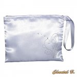 pochette satin blanc mariage arabesque argent et strass