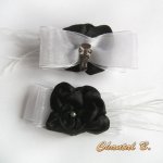 clips wedding shoes black satin organza white shabby chic