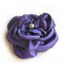 purple satin flower and pearl handmade for wedding accessory