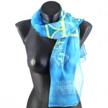 scarf chiffon hand painted turquoise silk accessory evening