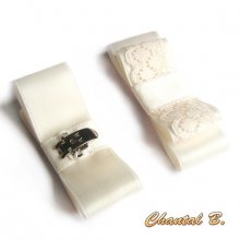 clips wedding shoes bow satin and lace ivory bride