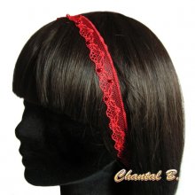 headband fine lace red beaded wedding accessory
