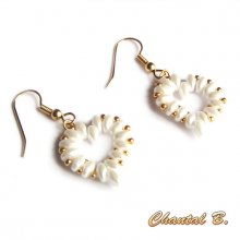 Valentine's Day wedding earrings pearl heart and gold plated evening