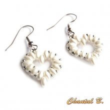 pearl and silver heart earrings st valentine evening wedding