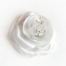 white satin flower and pistils handmade for wedding accessory
