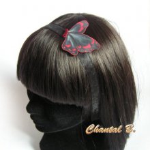 Hairband butterfly silk black and red Alix