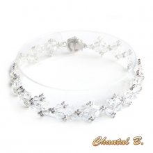 romantic swarovski bracelet woven beads swarovski crystal and silver