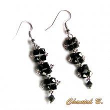 black and silver swarovski crystal earrings evening wedding