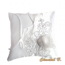 wedding ring pillow pink white romantic silver lace theme