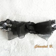 bridal garter white satin lace black Wanda baroque theme