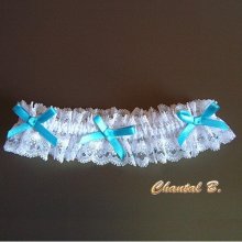 white and blue wedding garter with white lace and rhinestone bows blue satin Celeste vintage romantic