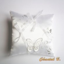 wedding ring cushion for white and silver butterfly wedding