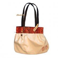 handbag cotton and orange silk Carola braided handle