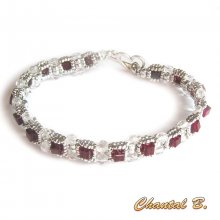 Valentine's Day bracelet swarovski siam cube precious woven beads swarovski and silver
