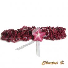 Bordeaux lace and silk flower garter