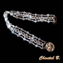Wedding cuff bracelet swarovski crystal beads and silver wedding