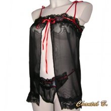 Valentine's Day lingerie set black silk butterfly red Alix