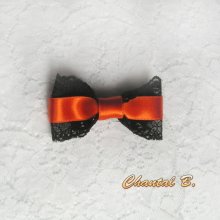 Black lace and orange satin hair clips