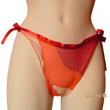 Ruby orange and copper silk thong