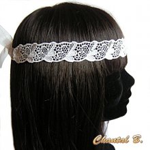 wedding headband white lace and rhinestone hairband