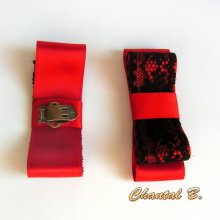 clips red wedding shoes red satin bow and black lace