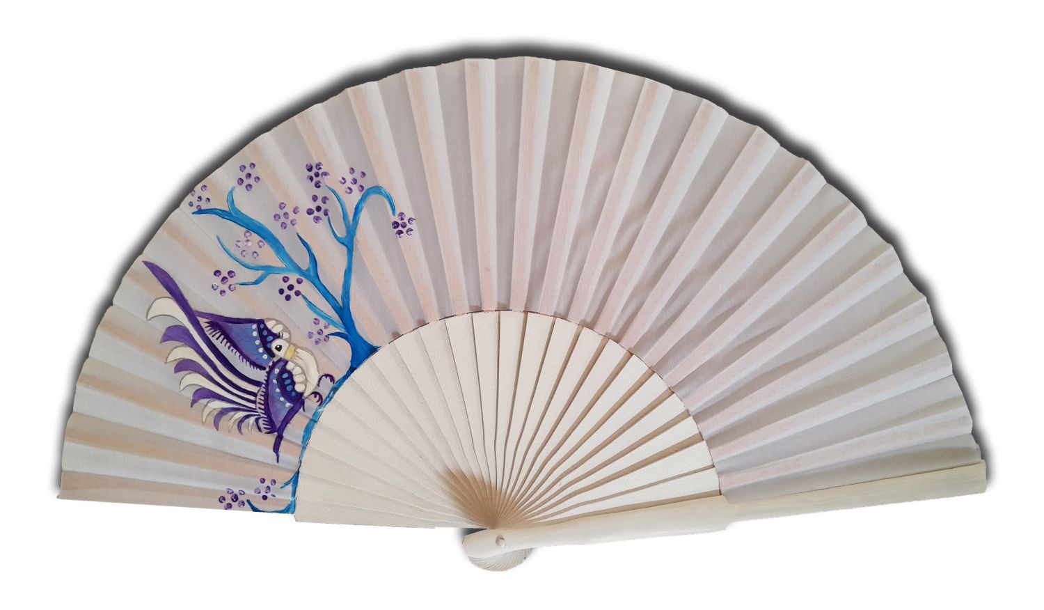 Beautiful fan in satin cotton entirely hand painted "Mexican Amate".